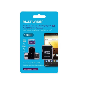 MicroSD Cartão de Memória - 128GB - Multilaser