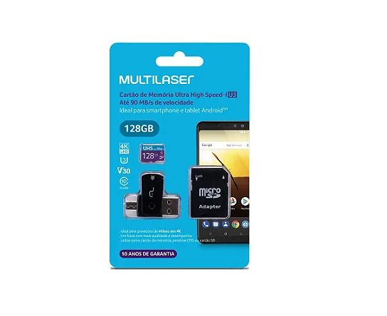 MicroSD Cartão de Memória - 128GB - Multilaser