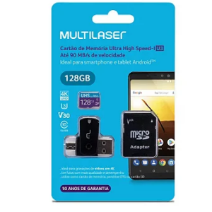 MicroSD Cartão de Memória - 128GB - Multilaser